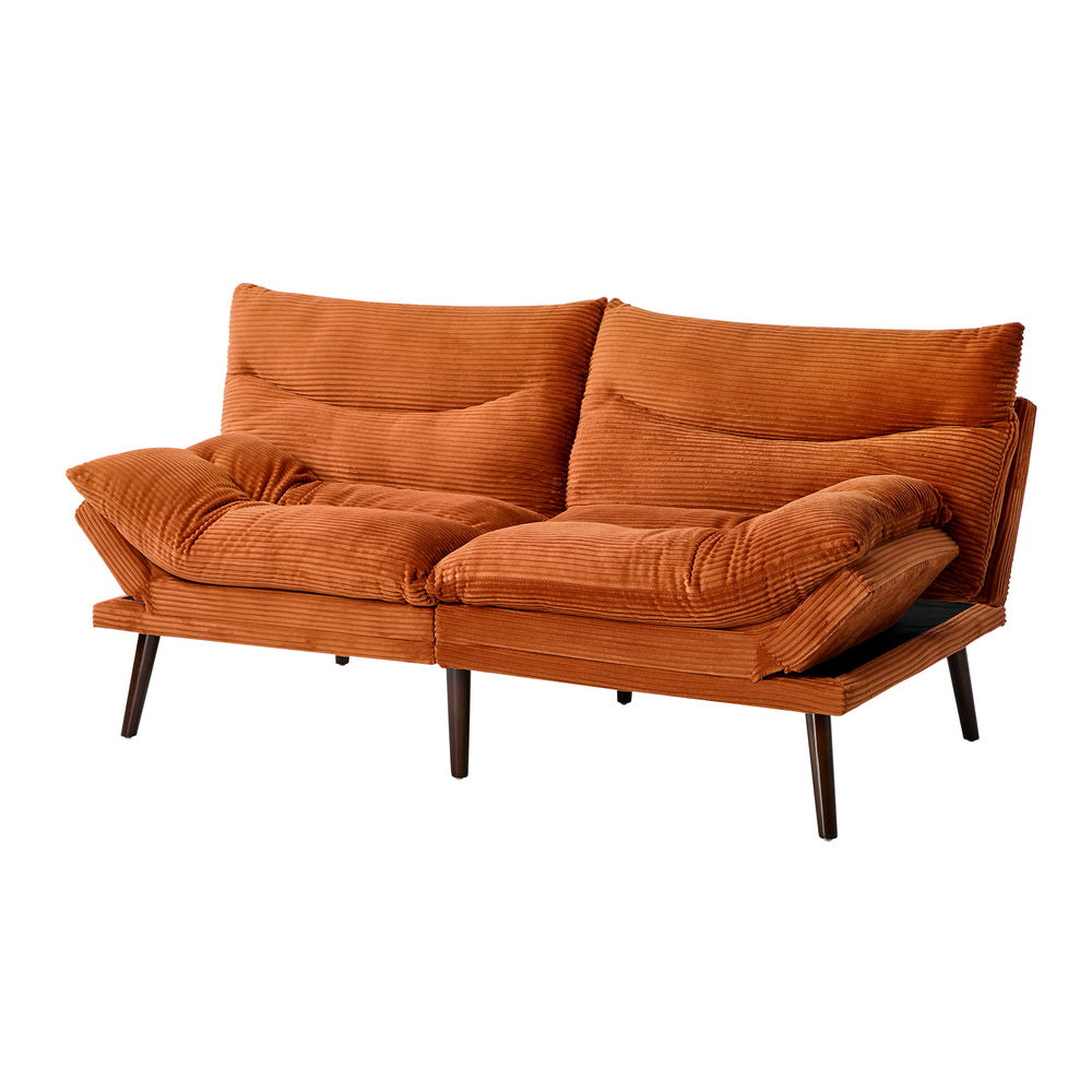 Oikiture Sofa Bed Recliner Couch Convertible Corduroy Burnt Orange