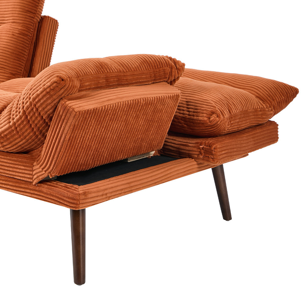 Oikiture Sofa Bed Recliner Couch Convertible Corduroy Burnt Orange