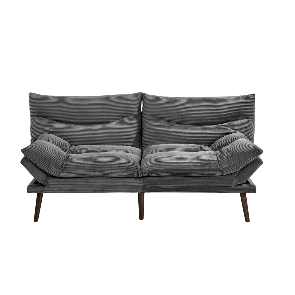 3 Seater Recliner Sofa Bed, Convertible Corduroy Lounge Couch, Grey Colour