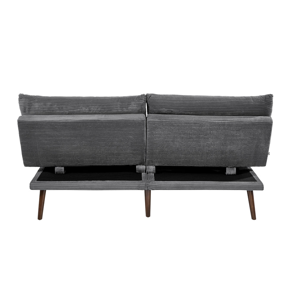 3 Seater Recliner Sofa Bed, Convertible Corduroy Lounge Couch, Grey Colour