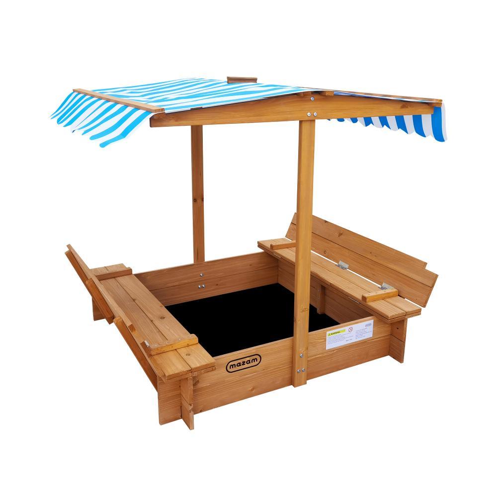Kids Sandpit Wooden Sandbox Beach with Canopy