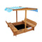 Kids Sandpit Wooden Sandbox Beach with Canopy