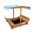 Kids Sandpit Wooden Sandbox Beach with Canopy