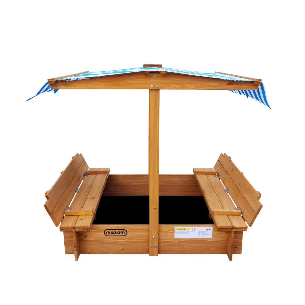 Kids Sandpit Wooden Sandbox Beach with Canopy