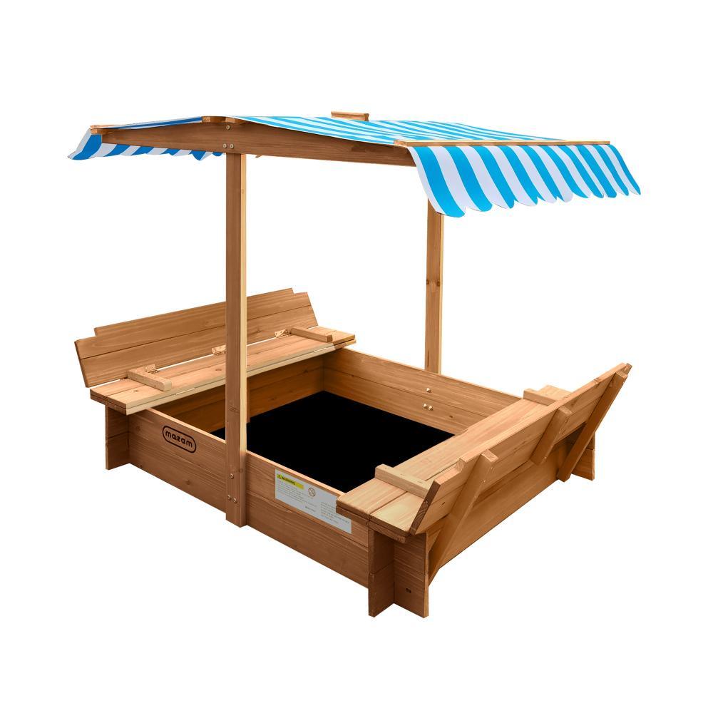 Kids Sandpit Wooden Sandbox Beach with Canopy