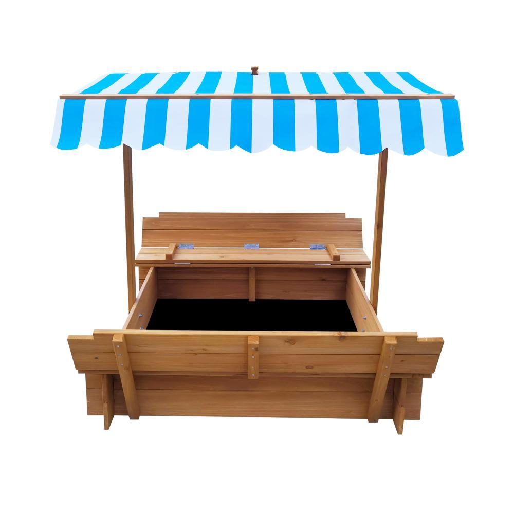 Kids Sandpit Wooden Sandbox Beach with Canopy