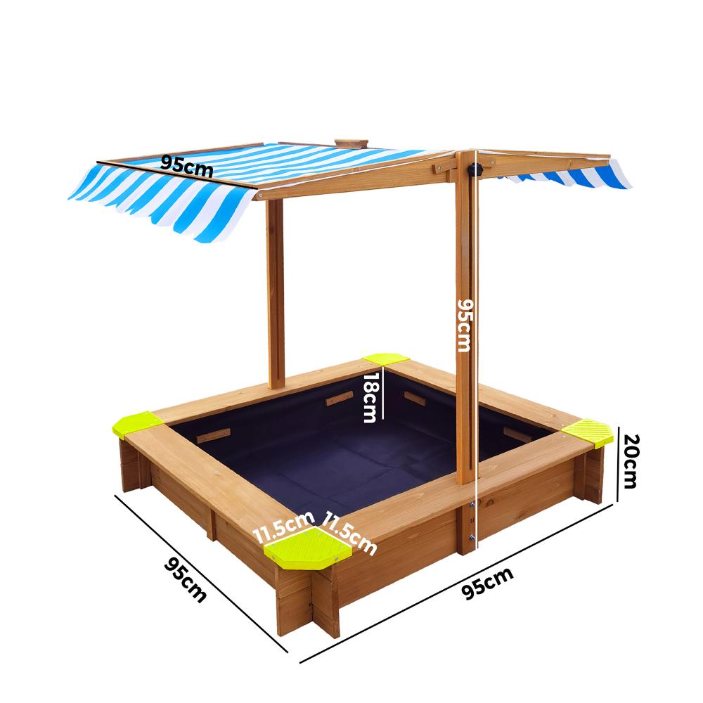 Sandpit Kids Toy Sandbox with Canopy 95 x 95 x 95cm