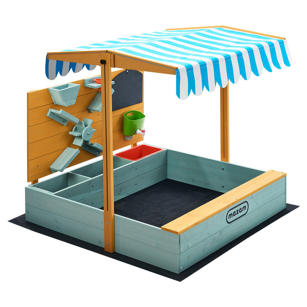 Kids Sandpit Outdoor Wooden Sandbox Beach Play Canopy