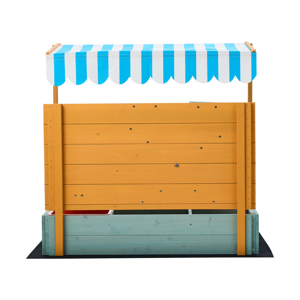 Kids Sandpit Outdoor Wooden Sandbox Beach Play Canopy