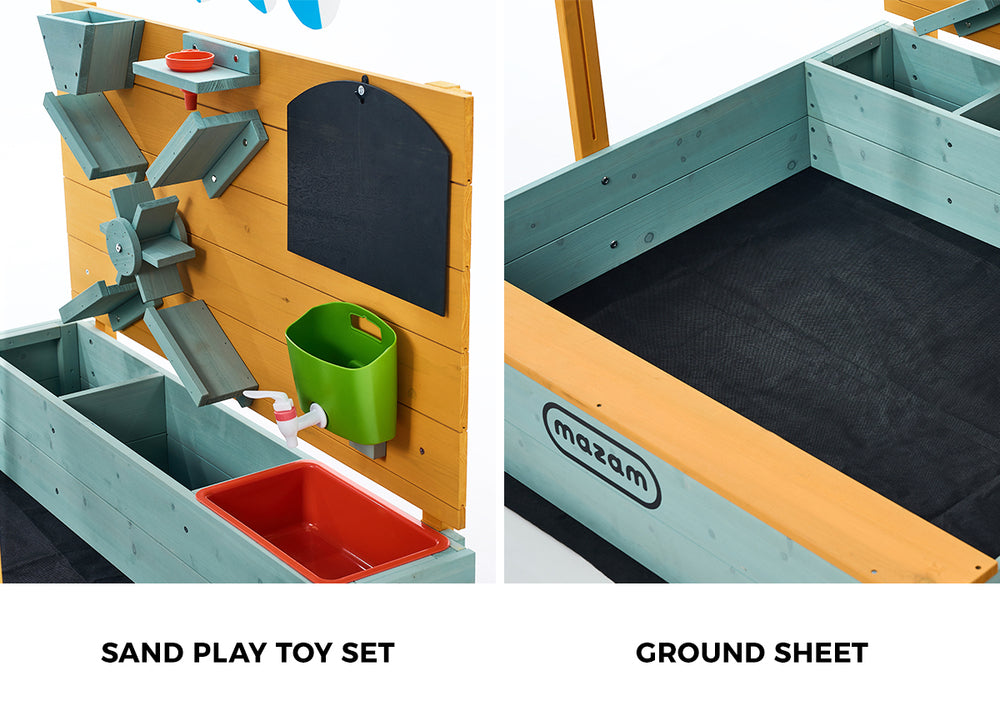 Kids Sandpit Outdoor Wooden Sandbox Beach Play Canopy