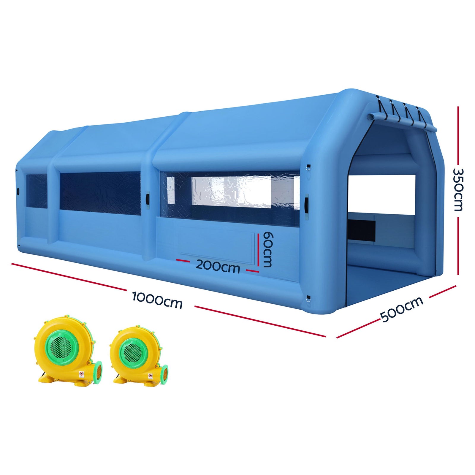 Inflatable Spray Booth Car Paint Tent 1000X500X350cm 2 Blowers Filter Mobile Garage Workstation