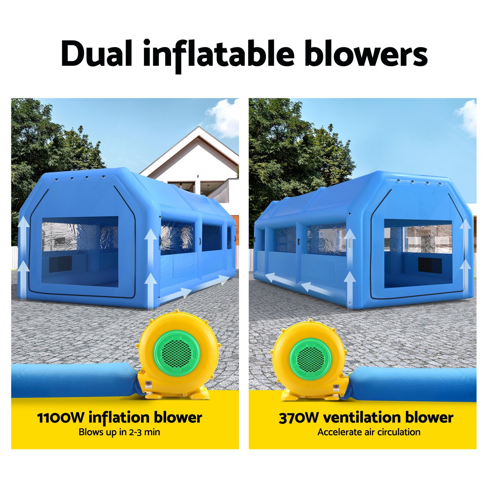 Inflatable Spray Booth Car Paint Tent 1000X500X350cm 2 Blowers Filter Mobile Garage Workstation