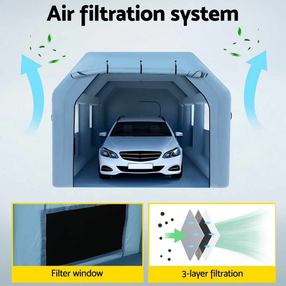 Inflatable Spray Booth 8.5X4.6M Car Paint Tent Filter System 2 Blowers