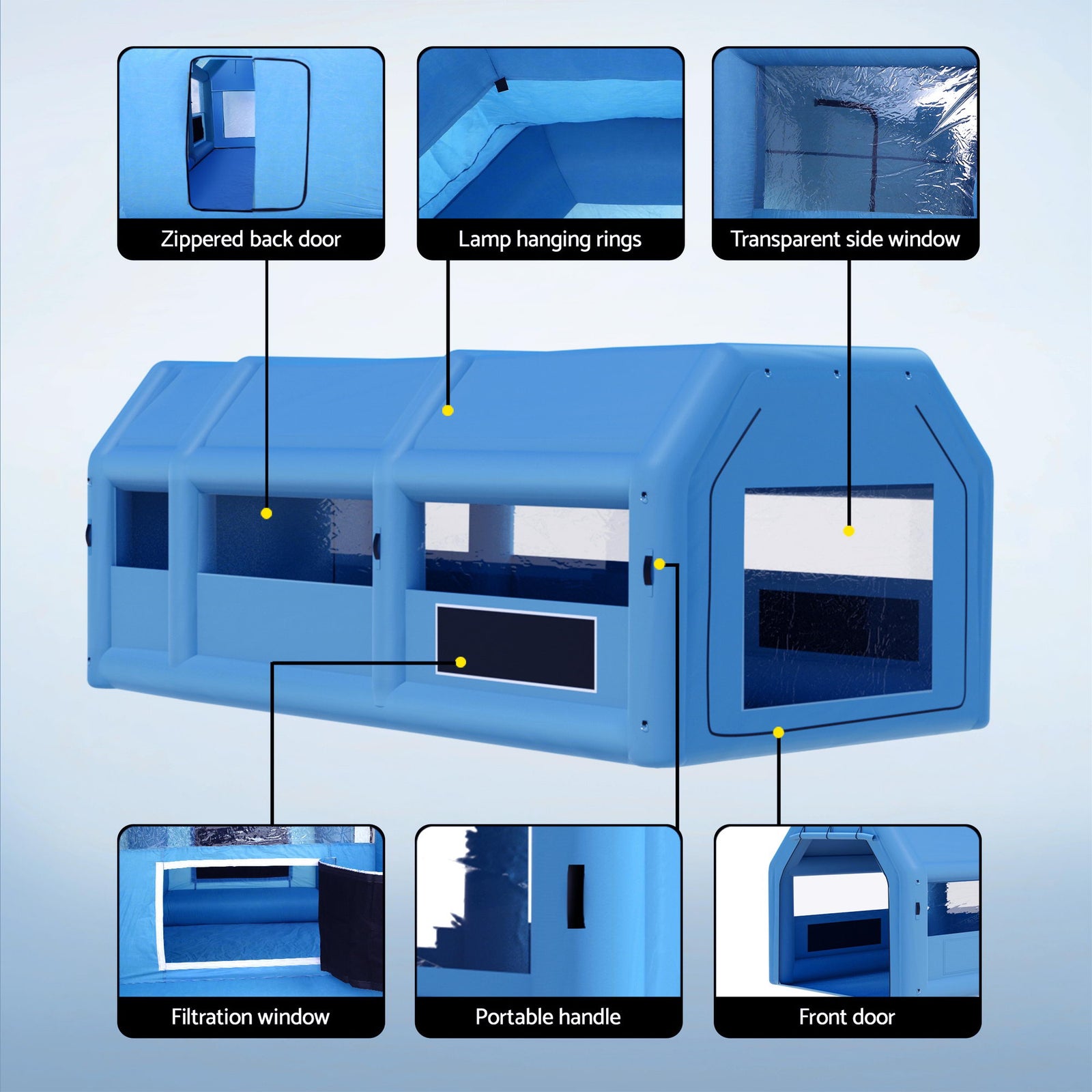 Inflatable Spray Booth Car Paint Tent 8.5x4.8m 2 Blowers Filter Mobile Garage Workstation