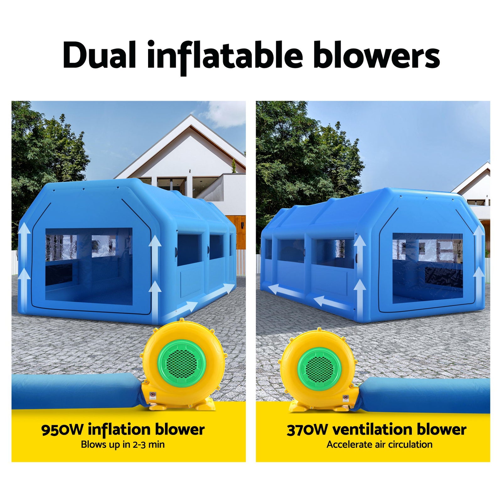 Inflatable Spray Booth Car Paint Tent 8.5x4.8m 2 Blowers Filter Mobile Garage Workstation