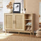 Rattan Shoe Storage Cabinet 7 Shelves Wooden Hallway Organizer 100cm