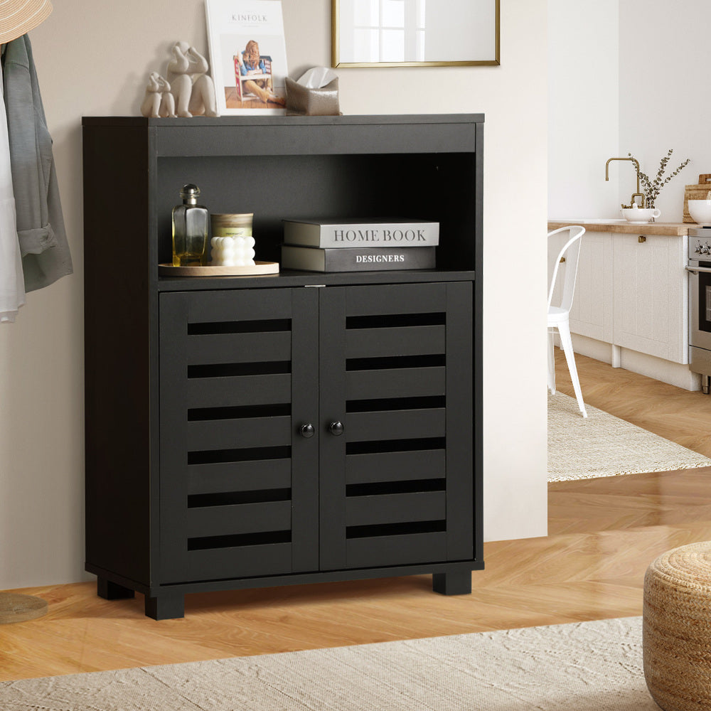 Oikiture Buffet Sideboard Storage Cabinet 2 Doors Black