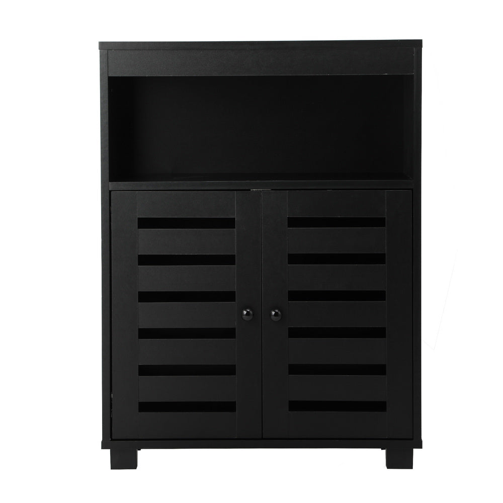 Shoes Storage Cabinet 2 Doors Black Set of 2