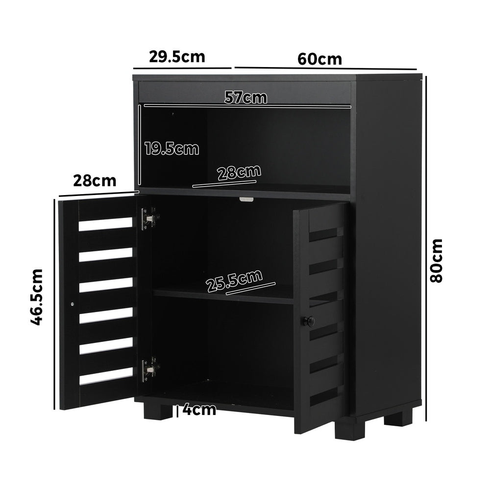 Shoes Storage Cabinet 2 Doors Black Set of 2