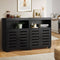 Oikiture Shoe Storage Cabinet Set of 2 Black 2 Door Organizer Shelves
