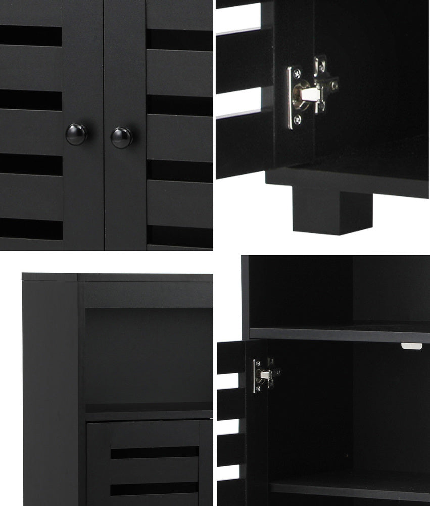 Shoes Storage Cabinet 2 Doors Black Set of 2