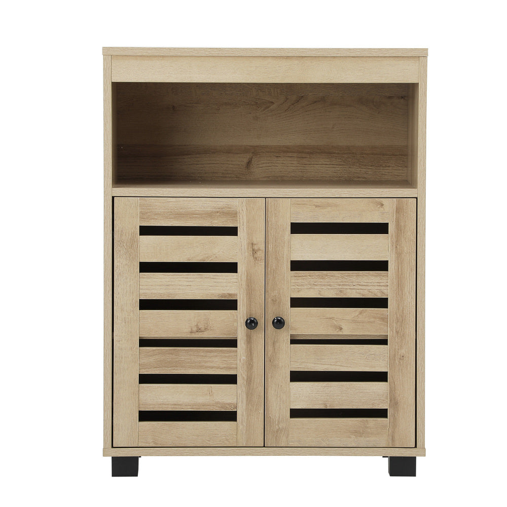 Shoes Storage Cabinet Organiser Shelf 2 Doors Brown