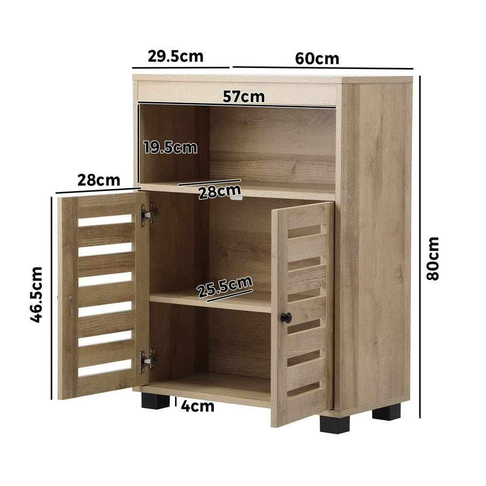 Shoes Storage Cabinet 2 Doors Brown Set of 2