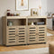 Oikiture Shoe Storage Cabinet Set of 2 Brown 2 Door Organizer Shelves