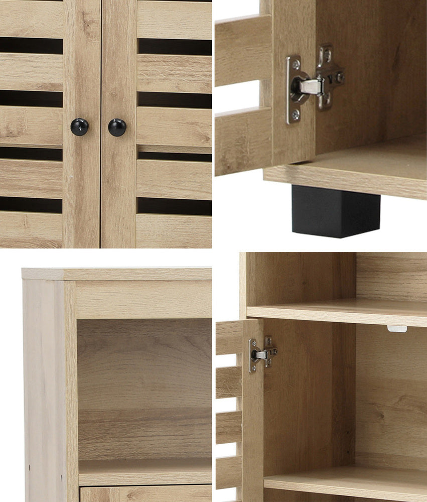 Shoes Storage Cabinet 2 Doors Brown Set of 2