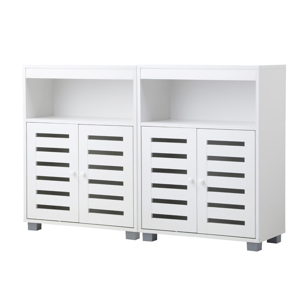 Shoes Storage Cabinet 2 Doors White Set of 2