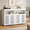 Oikiture Shoe Storage Cabinet Set of 2 White 2 Door Organizer Shelves