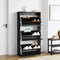 Oikiture 3 Door Shoe Storage Cabinet Black Holds Up to 45 Pairs