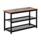 Shoe Storage Bench – Industrial 2‑Tier Mesh, 73cm, Black/Rustic Walnut