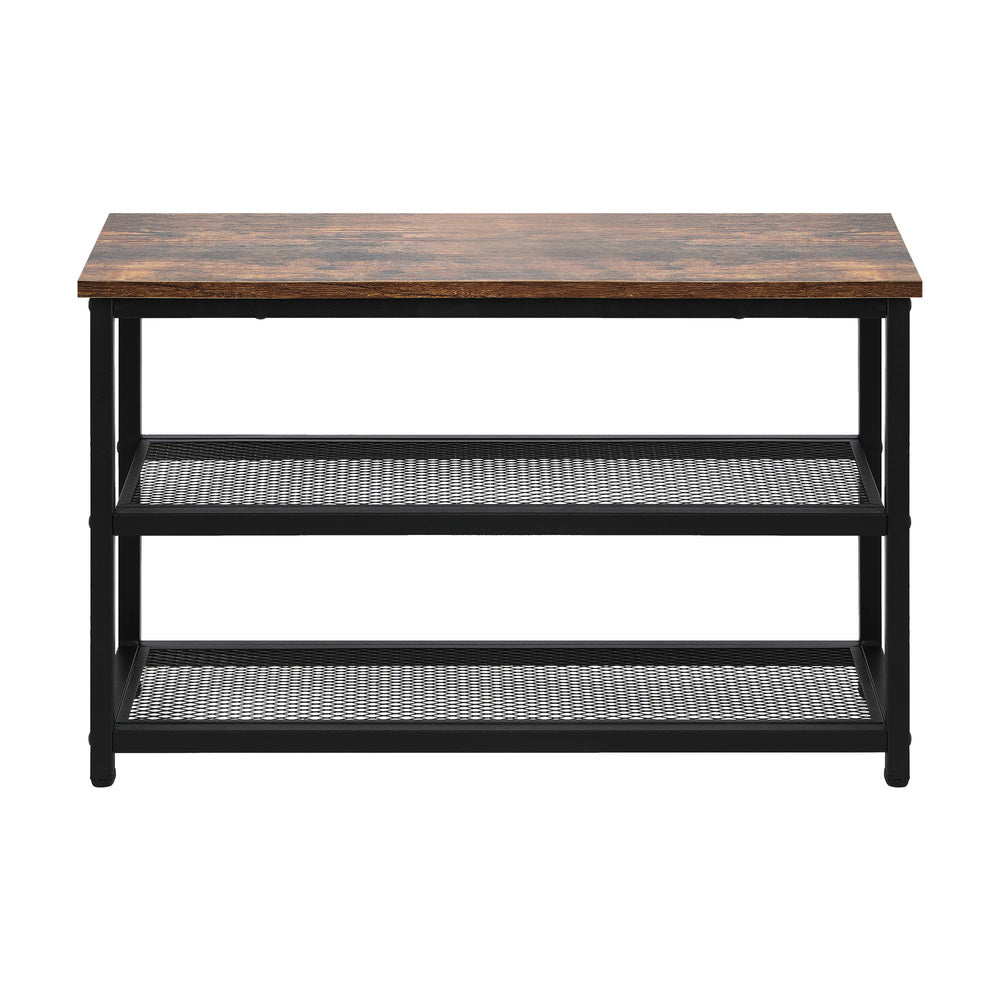 Shoe Bench Rack Shelf Storage 3-Tier Industrial Furniture