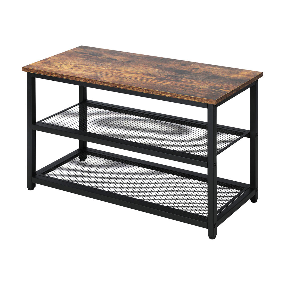 Shoe Bench Rack Shelf Storage 3-Tier Industrial Furniture