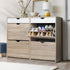 Shoe Storage Cabinet 4 Compartment with Rows 2 Drawers