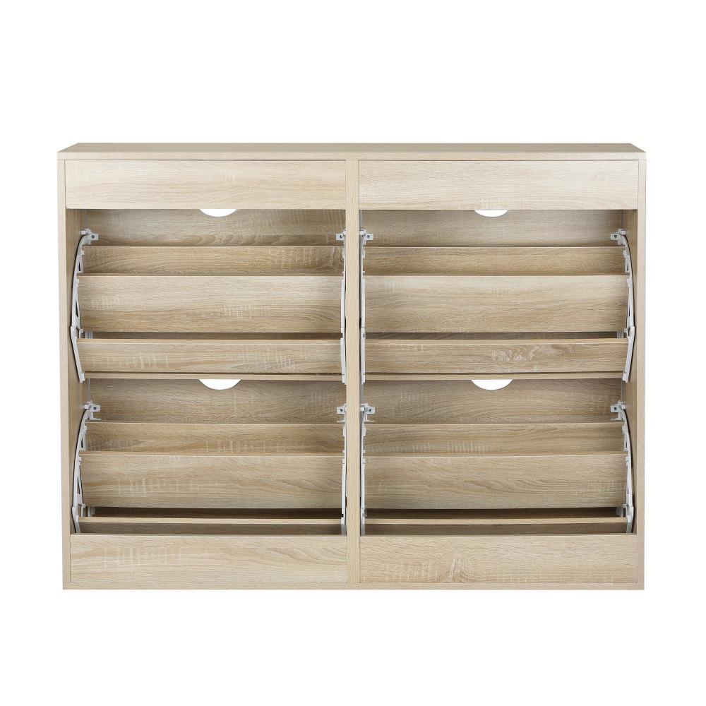 Shoe Storage Cabinet 4 Compartment with Rows 2 Drawers