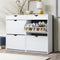 Shoe Cabinet – 4 Compartments, 2 Drawers, Adjustable Rows, White