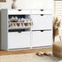 Shoe Cabinet – 4 Compartments, 2 Drawers, Adjustable Rows, White