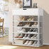 Oikiture Shoes Storage Rack 5-tier Shelves with Drawer White