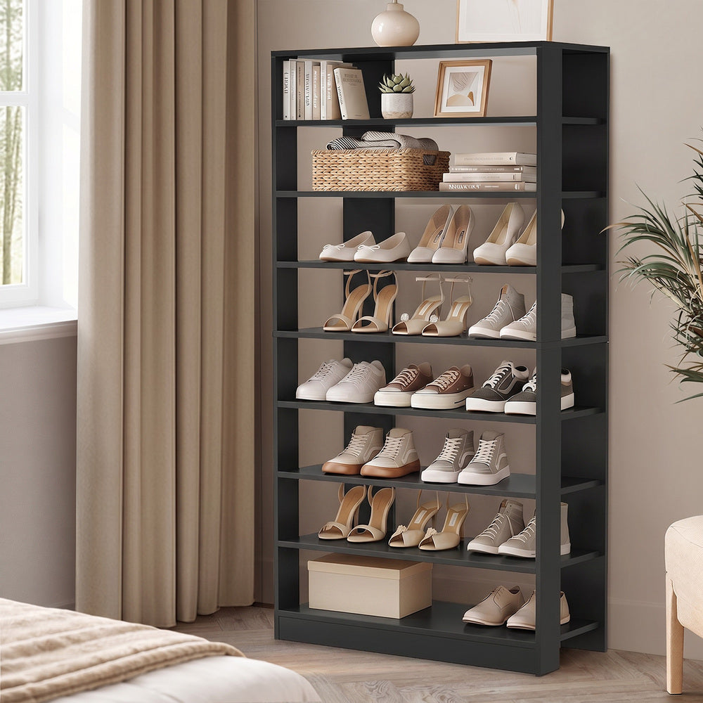 Oikiture Shoe Rack 9 Tiers Storage Cabinet 54 Pairs Black