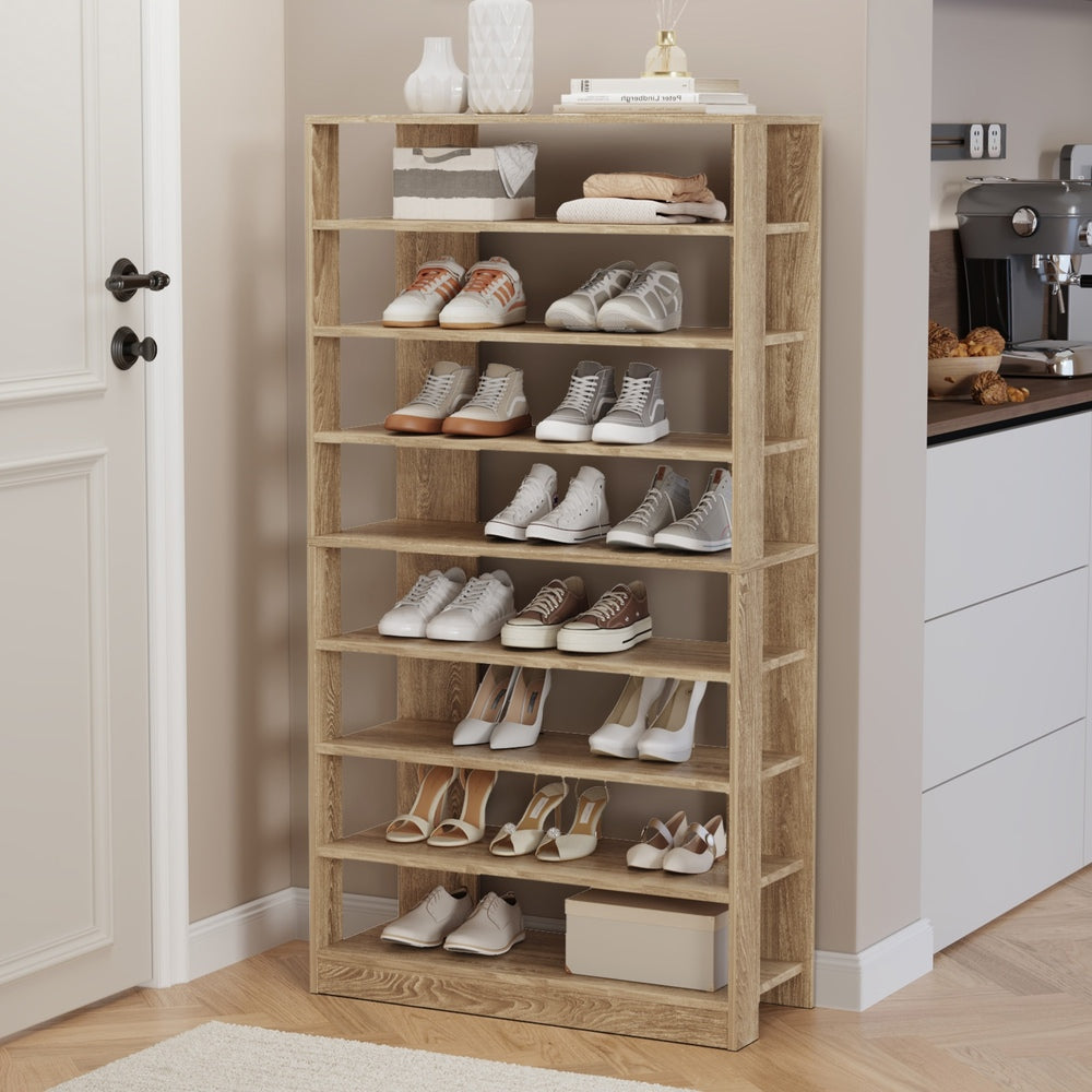 Shoe Rack 9 Tiers Storage Cabinet, Natural, Holds Up to 54 Pairs