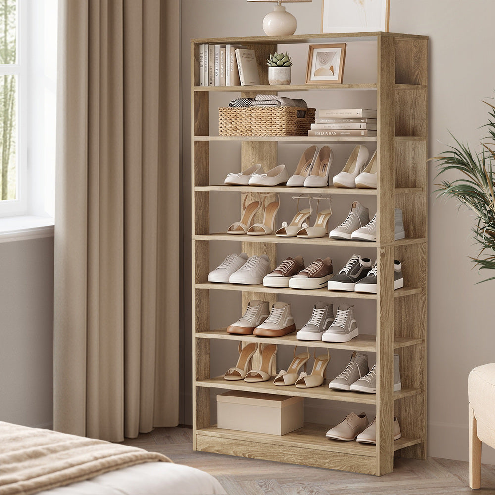 Shoe Rack 9 Tiers Storage Cabinet, Natural, Holds Up to 54 Pairs