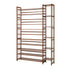 Bamboo Shoe Rack Stand, 11 Shelves with Boots Storage Section, Brown Colour