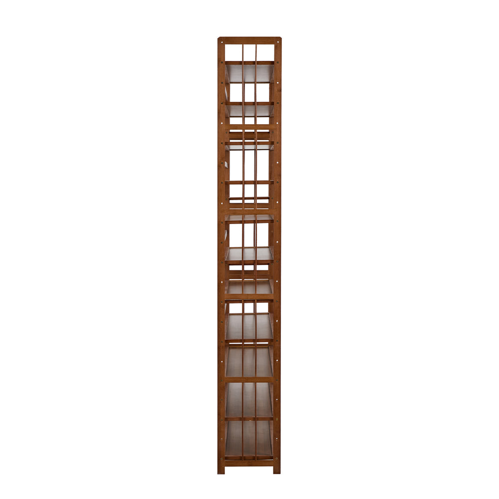 Bamboo Shoe Rack Stand, 11 Shelves with Boots Storage Section, Brown Colour