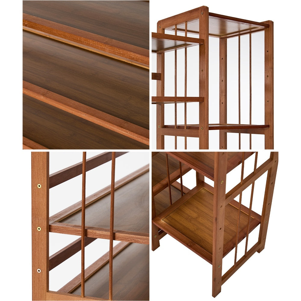 Bamboo Shoe Rack Stand, 11 Shelves with Boots Storage Section, Brown Colour