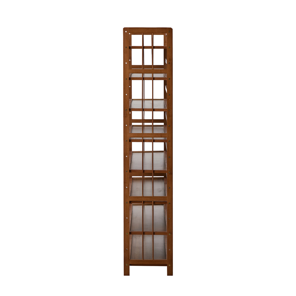 Oikiture Shoe Rack Storage Organizer Bamboo Stand 8 Shelves Brown
