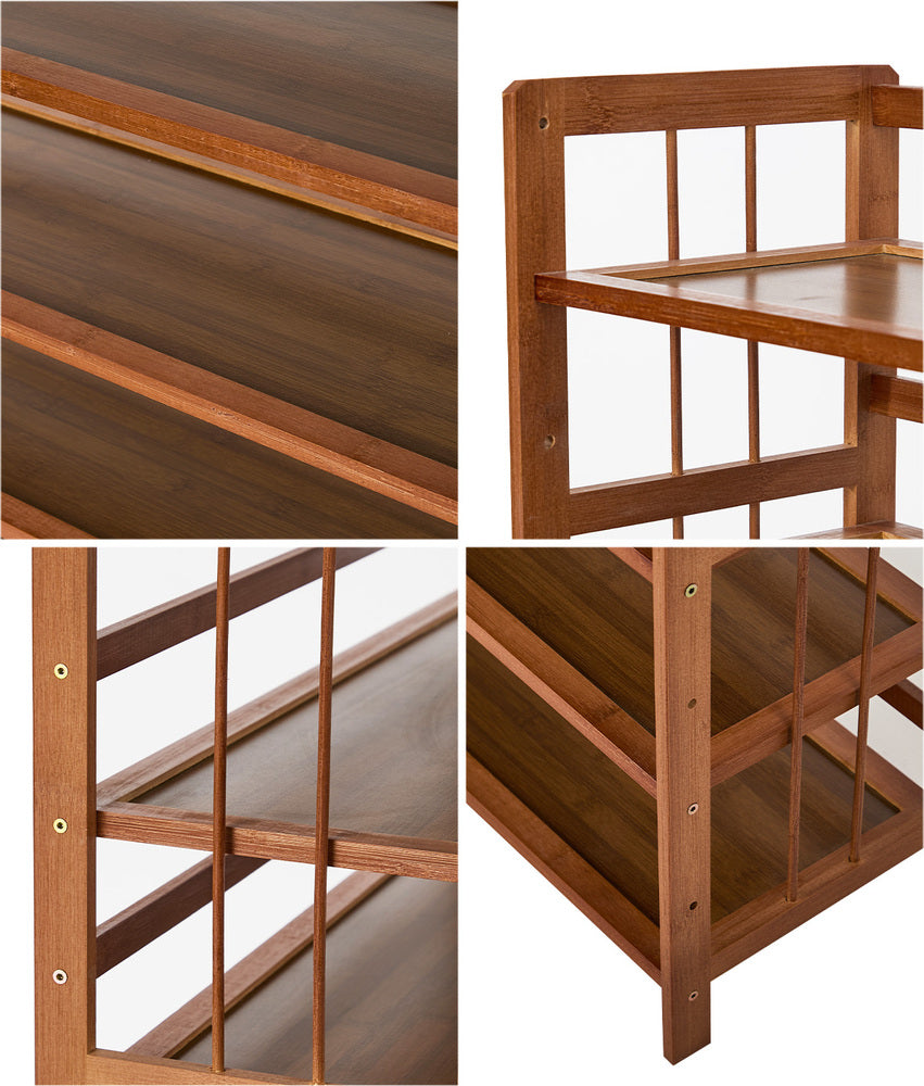 Oikiture Shoe Rack Storage Organizer Bamboo Stand 8 Shelves Brown