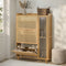 Bamboo Shoe Cabinet Natural – 3‑Compartment Rattan Storage 30‑Pair
