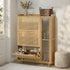 Bamboo Shoe Cabinet Natural – 3‑Compartment Rattan Storage 30‑Pair